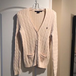 Cream Ralph Lauren V-Neck Cardigan